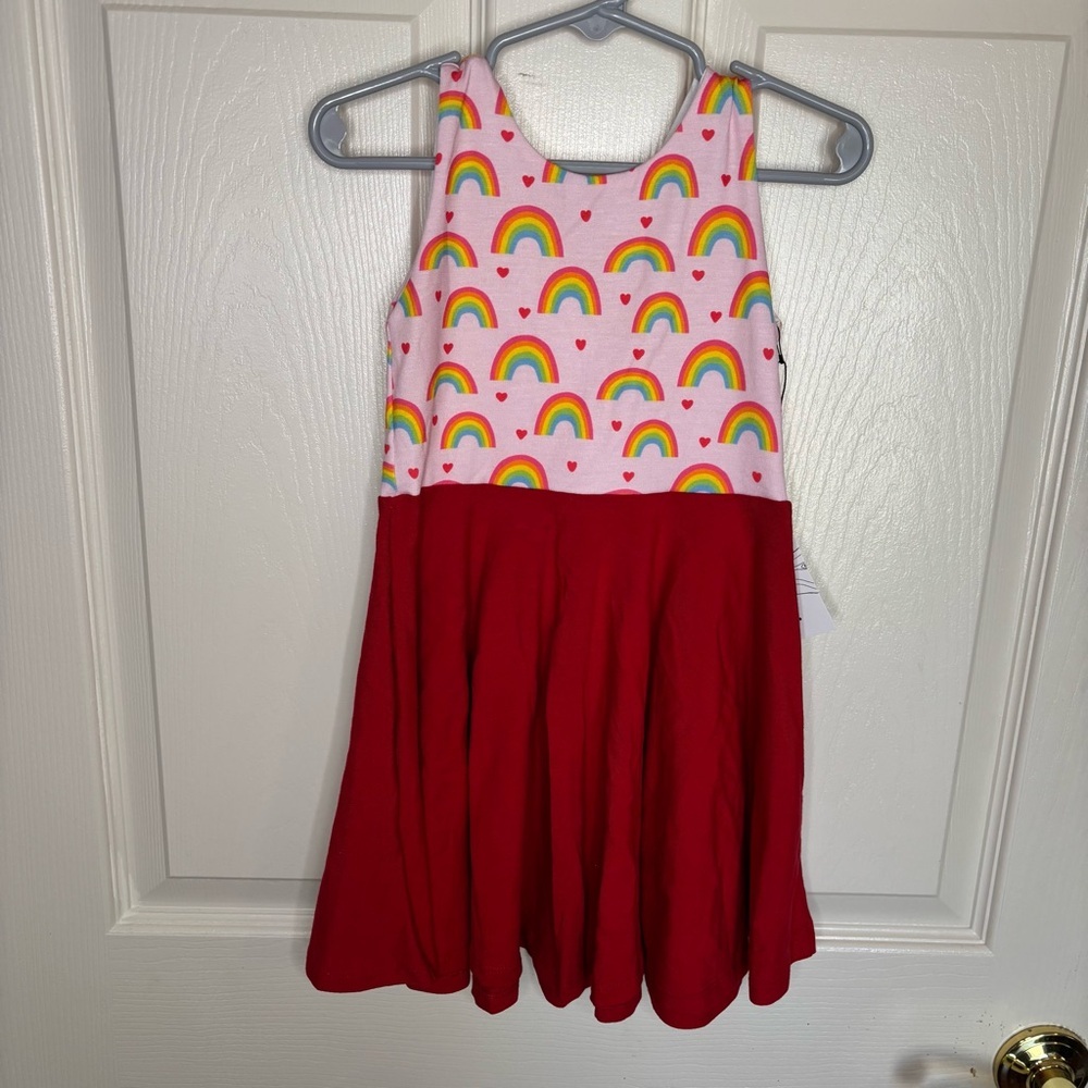 Malia‎ and Kai pink red rainbows twirl tank dress Size 3 NWT